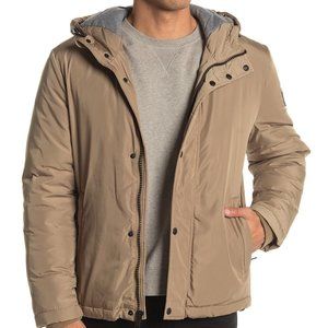 Cole Haan Hooded Long Sleeve Jacket Khaki